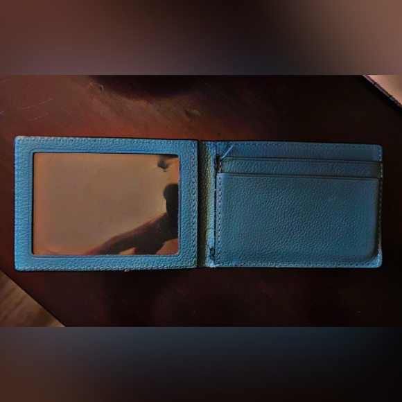 Men’s Turquoise Blue lightly distressed ID and money holder - Picture 2 of 3